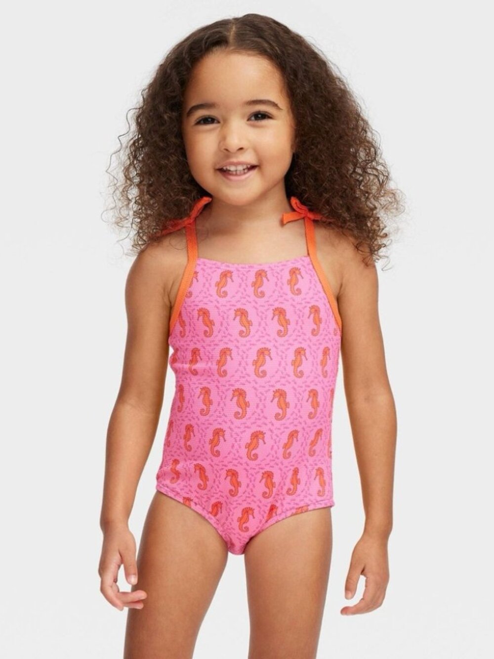 NEW Toddler Seahorse Tie-Shoulder Swimsuit Pink - Roller Rabbit x Target 4T